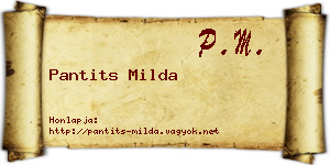 Pantits Milda névjegykártya